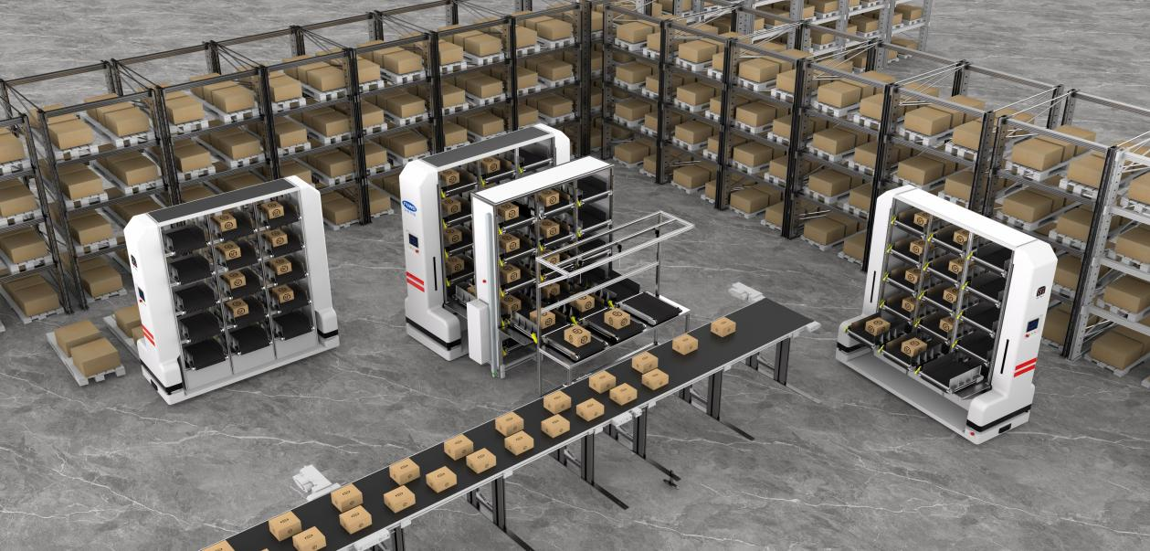 Guia inteligente para pequenos pacotes NC: solução precisa e eficiente de classificação de várias camadas AGV