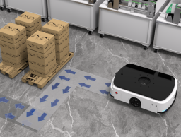 Robô de levantamento AGV no manuseio de placas de alumínio