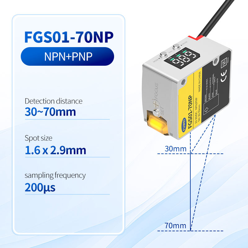 FGS01-70NP Distância de detecção 30 ~ 70mm Sensor de cor remoto