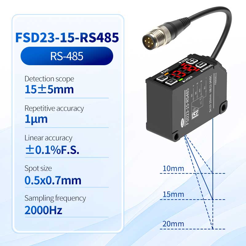 FSD23-15-RS485 Sensor de deslocamento a laser de alta precisão