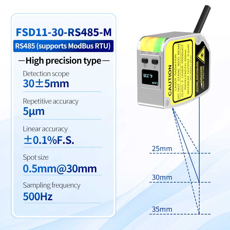 FSD11-30-RS485-M Sensor de alcance a laser de alta precisão de 0,01 mm